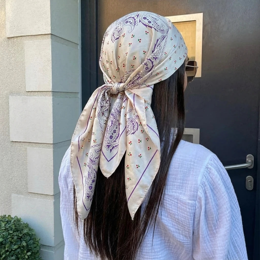 Women Spring Summer Square Scarf 90*90Cm Satin Silk Scarves Headscarf Female Foulard Beach Bandana Ladies Neckerchief Hair Band