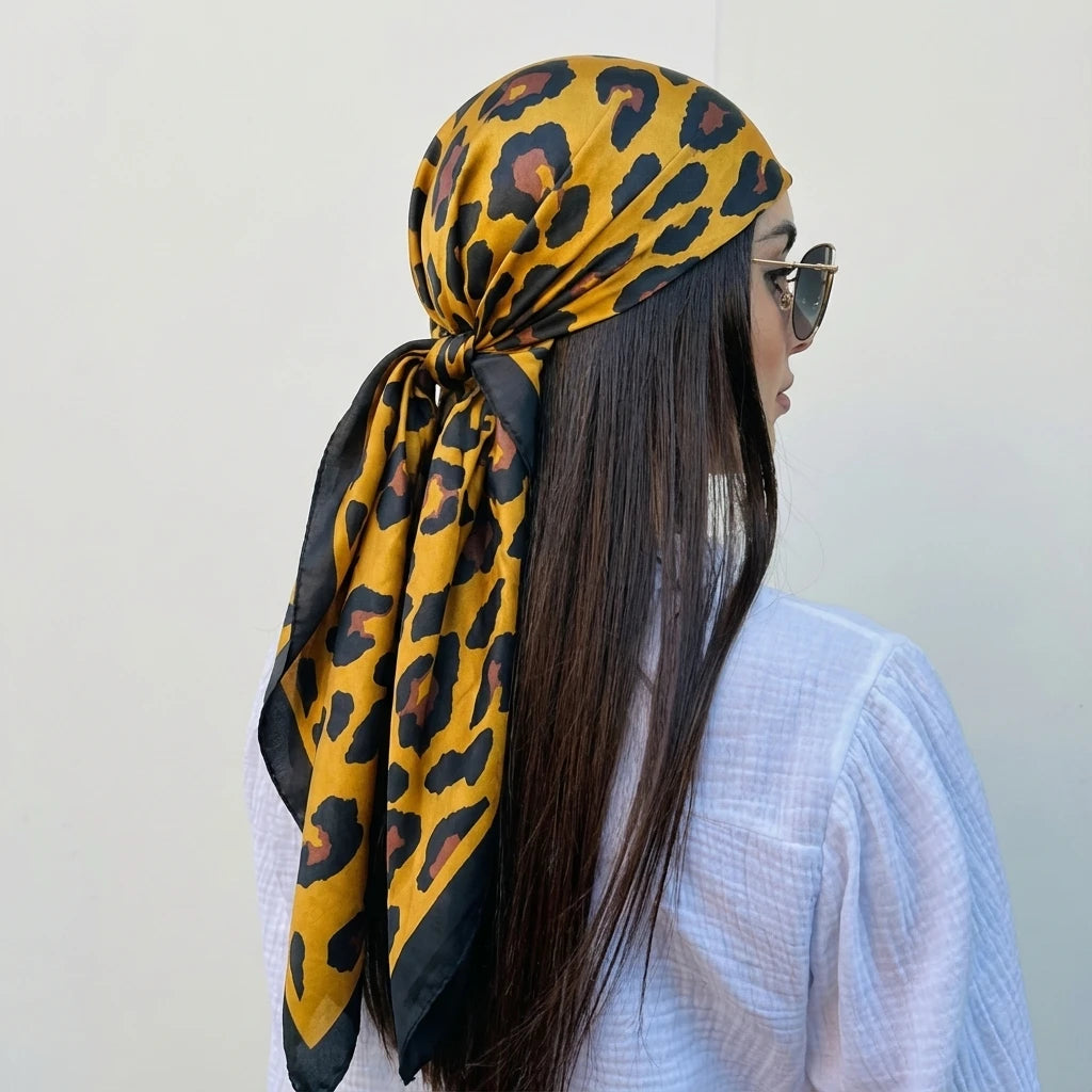 Women Spring Summer Square Scarf 90*90Cm Satin Silk Scarves Headscarf Female Foulard Beach Bandana Ladies Neckerchief Hair Band