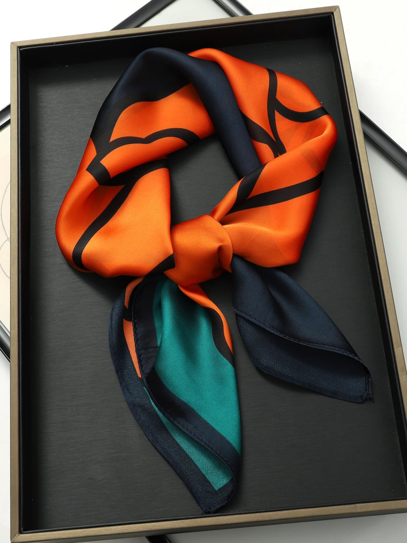 Luxury Brand 2023 Silk Square Scarf Women Cat Neck Hair Tie Band Beach Hijab Kerchief Head Headbands Bandana Female Foulard 70Cm
