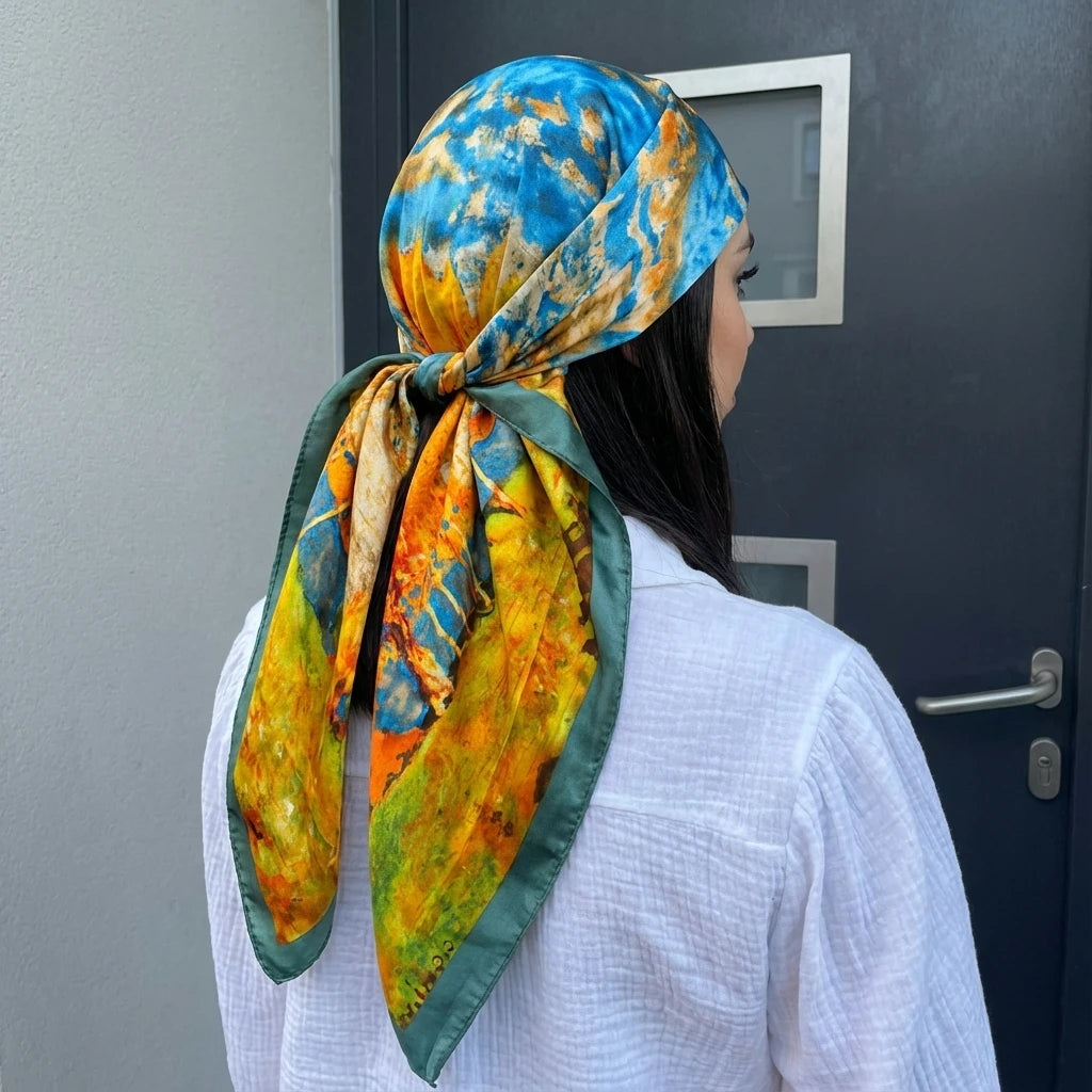 Women Spring Summer Square Scarf 90*90Cm Satin Silk Scarves Headscarf Female Foulard Beach Bandana Ladies Neckerchief Hair Band