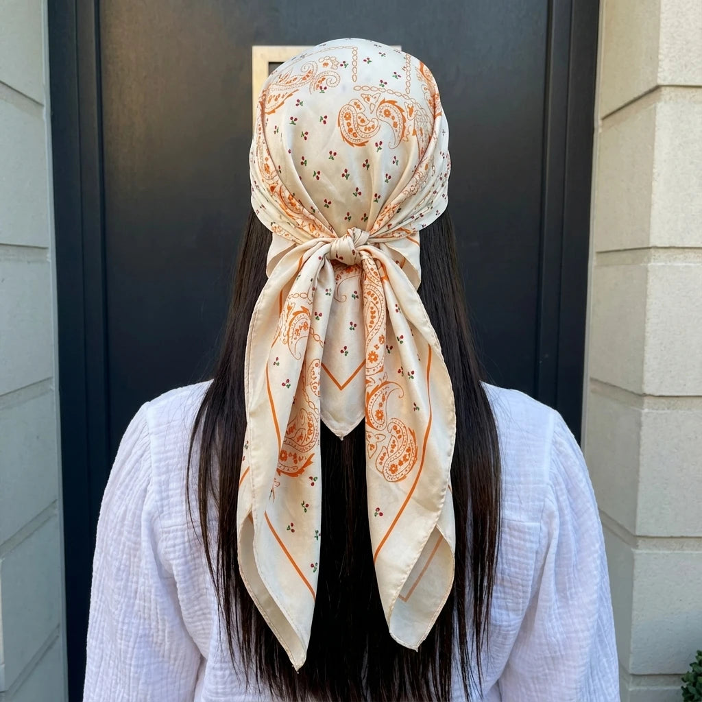 Women Spring Summer Square Scarf 90*90Cm Satin Silk Scarves Headscarf Female Foulard Beach Bandana Ladies Neckerchief Hair Band