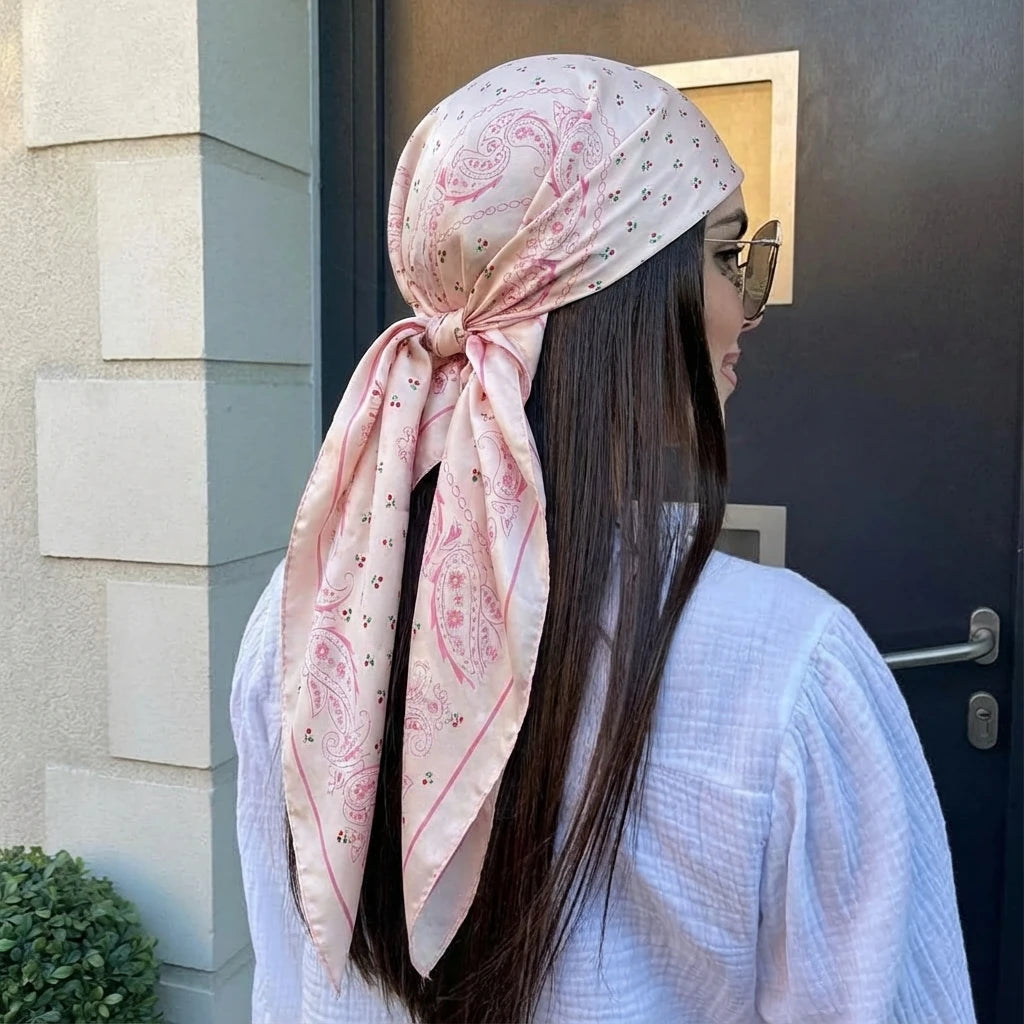 Women Spring Summer Square Scarf 90*90Cm Satin Silk Scarves Headscarf Female Foulard Beach Bandana Ladies Neckerchief Hair Band