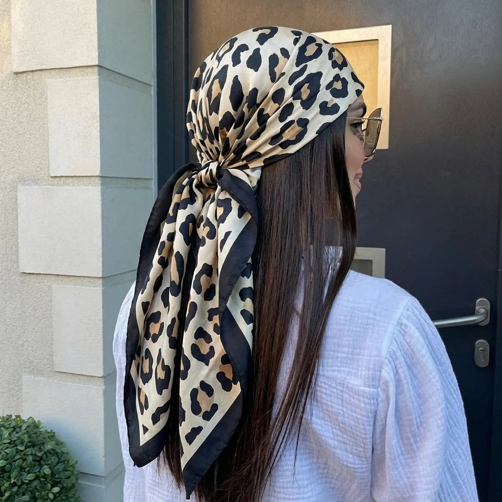 Women Spring Summer Square Scarf 90*90Cm Satin Silk Scarves Headscarf Female Foulard Beach Bandana Ladies Neckerchief Hair Band