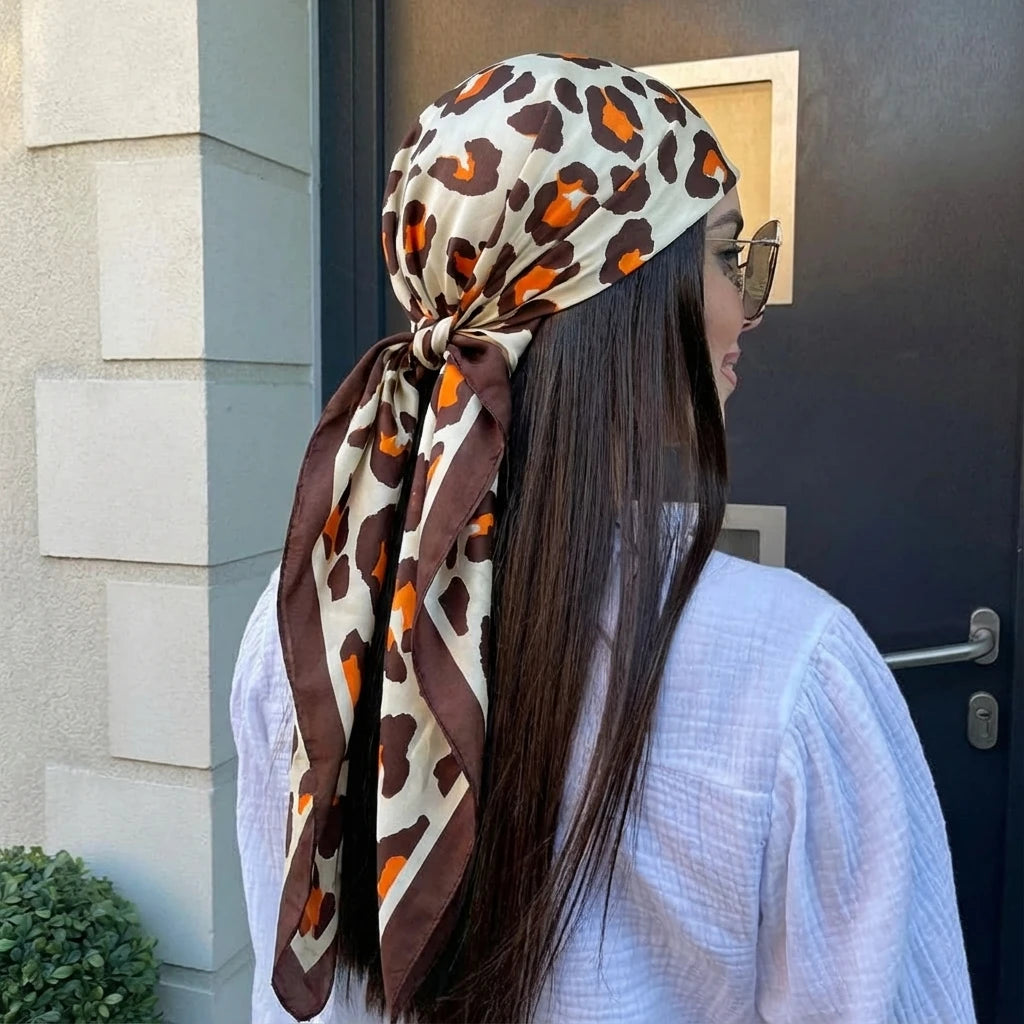 Women Spring Summer Square Scarf 90*90Cm Satin Silk Scarves Headscarf Female Foulard Beach Bandana Ladies Neckerchief Hair Band