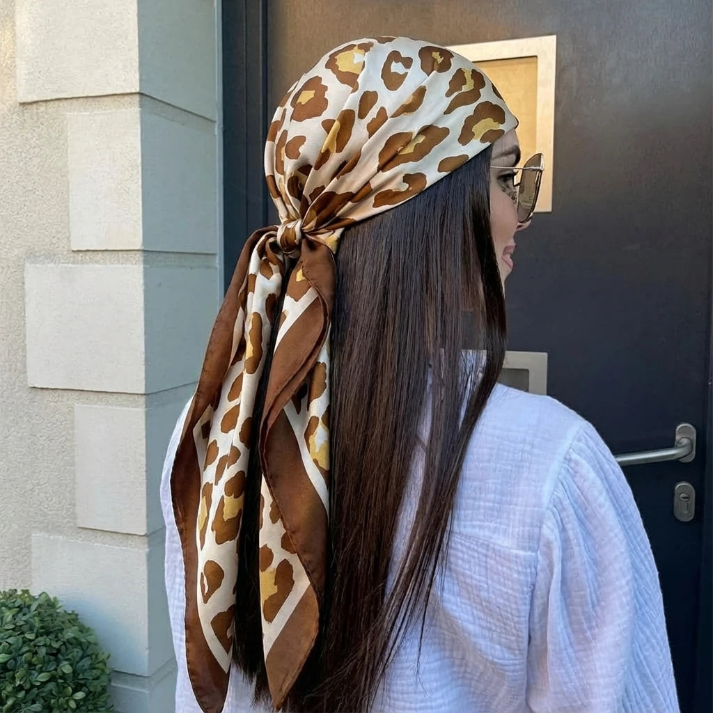 Women Spring Summer Square Scarf 90*90Cm Satin Silk Scarves Headscarf Female Foulard Beach Bandana Ladies Neckerchief Hair Band
