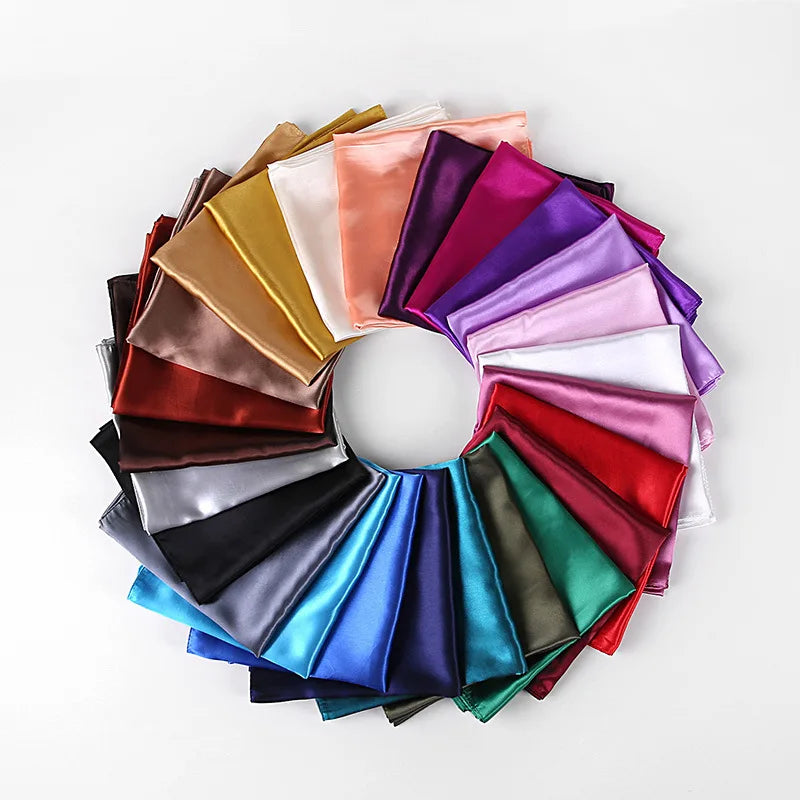 90Cm Solid Colors Neckerchief Hijab Scarf for Women Silk Satin Headband Hair Scarves Female Square Shawls Ladies Head Bandana